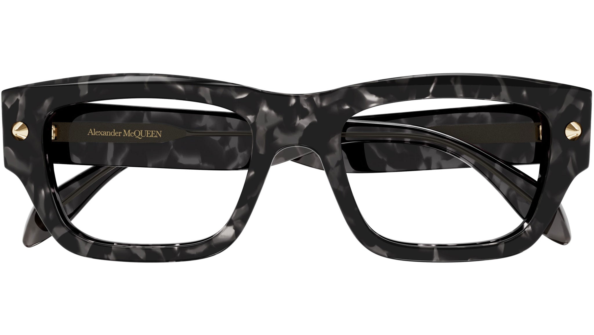 Occhiali da vista ALEXANDER MCQUEEN AM0428O Shiny grey havana with light gold studs