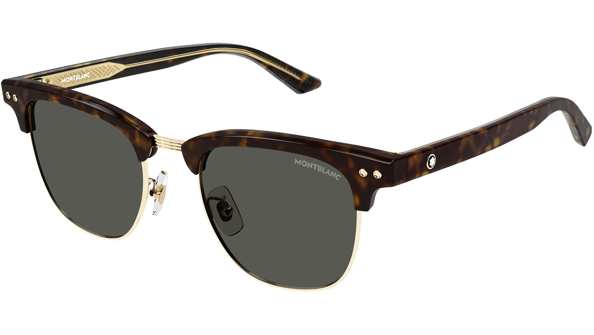 Occhiali da sole MONTBLANC MB0382S Shiny dark havana eye-brow, shiny light gold metal front