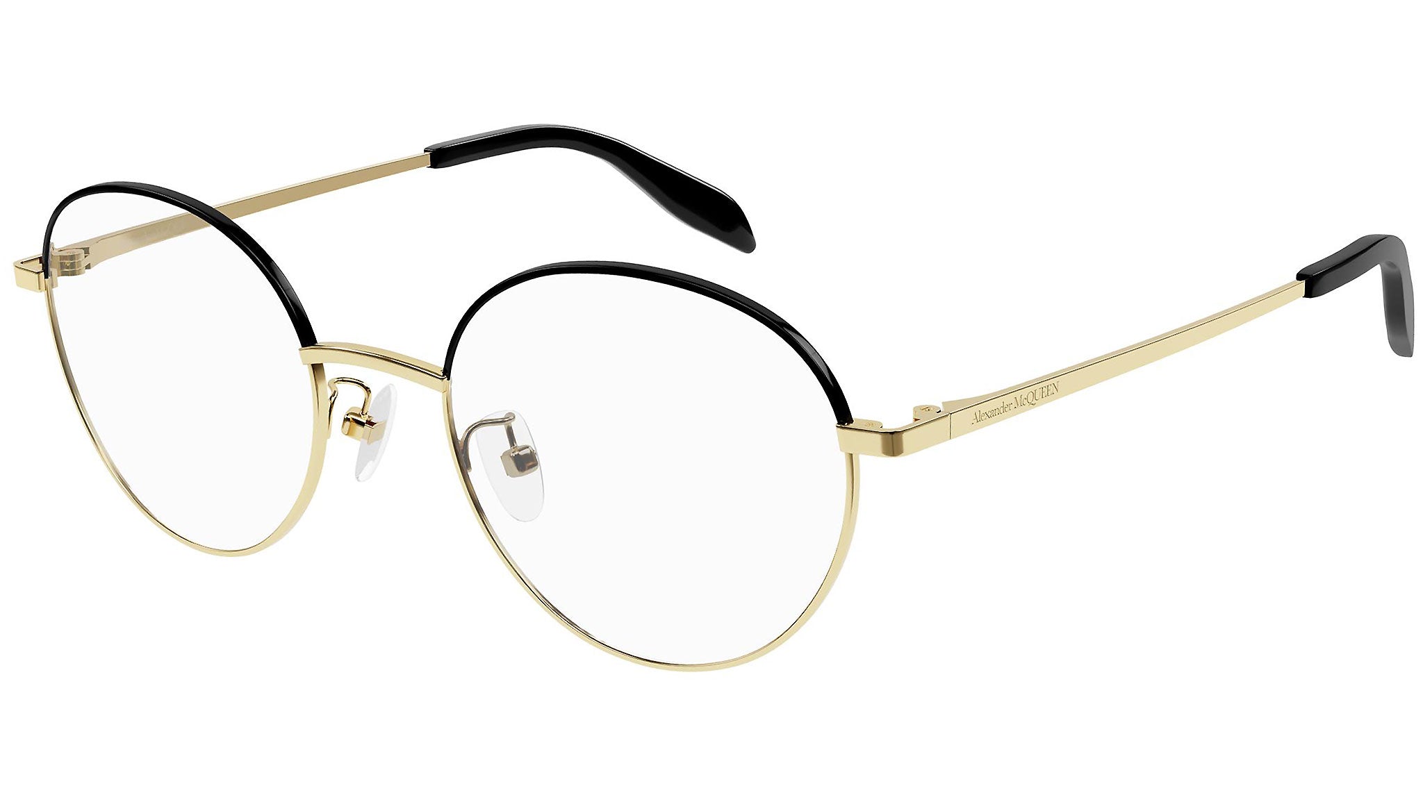 Occhiali da vista ALEXANDER MCQUEEN AM0369O Shiny light gold and shiny black varnish