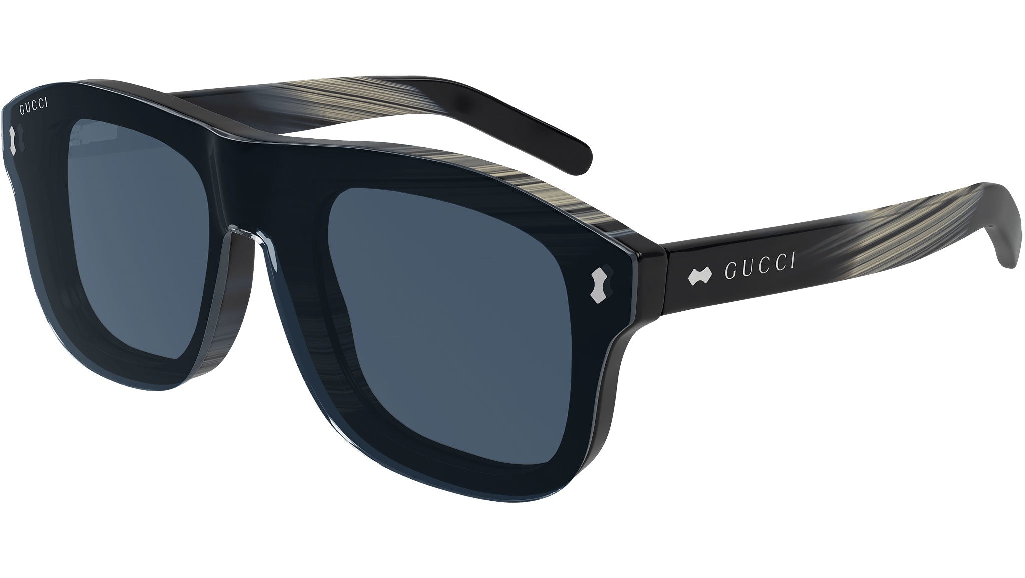 Occhiali da sole GUCCI GG1712S Shiny black beige and blue maxi horn