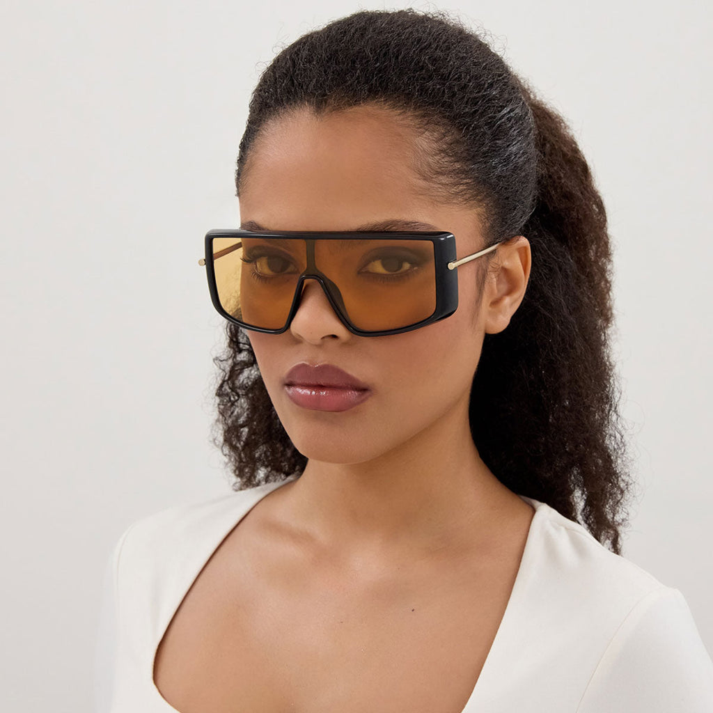 Alexander McQueen Occhiali da Sole AM0524S 004 Oro Nero/Arancione Unisex