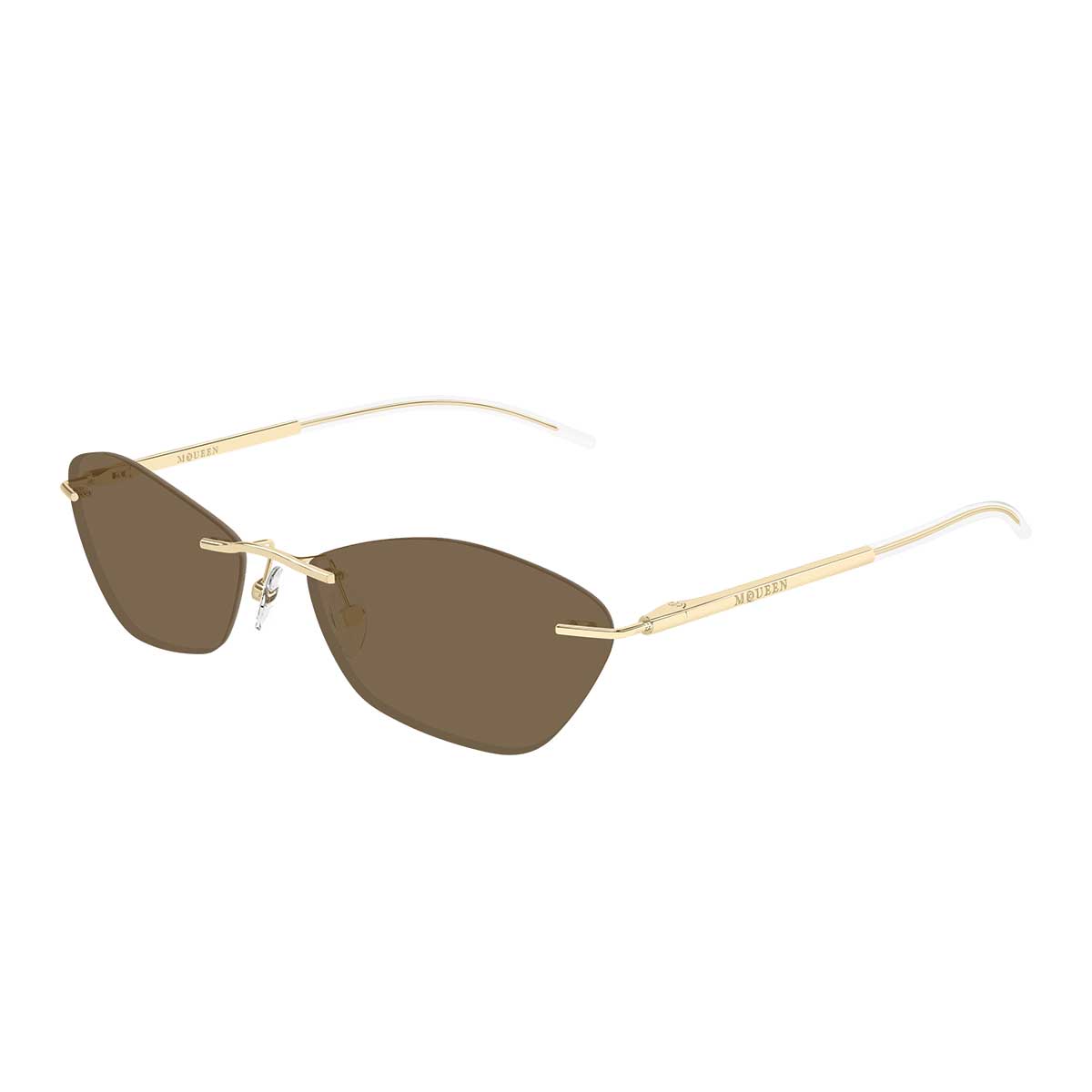 Alexander McQueen Occhiali da Sole AM0525S 002 Oro/Marrone Unisex 2