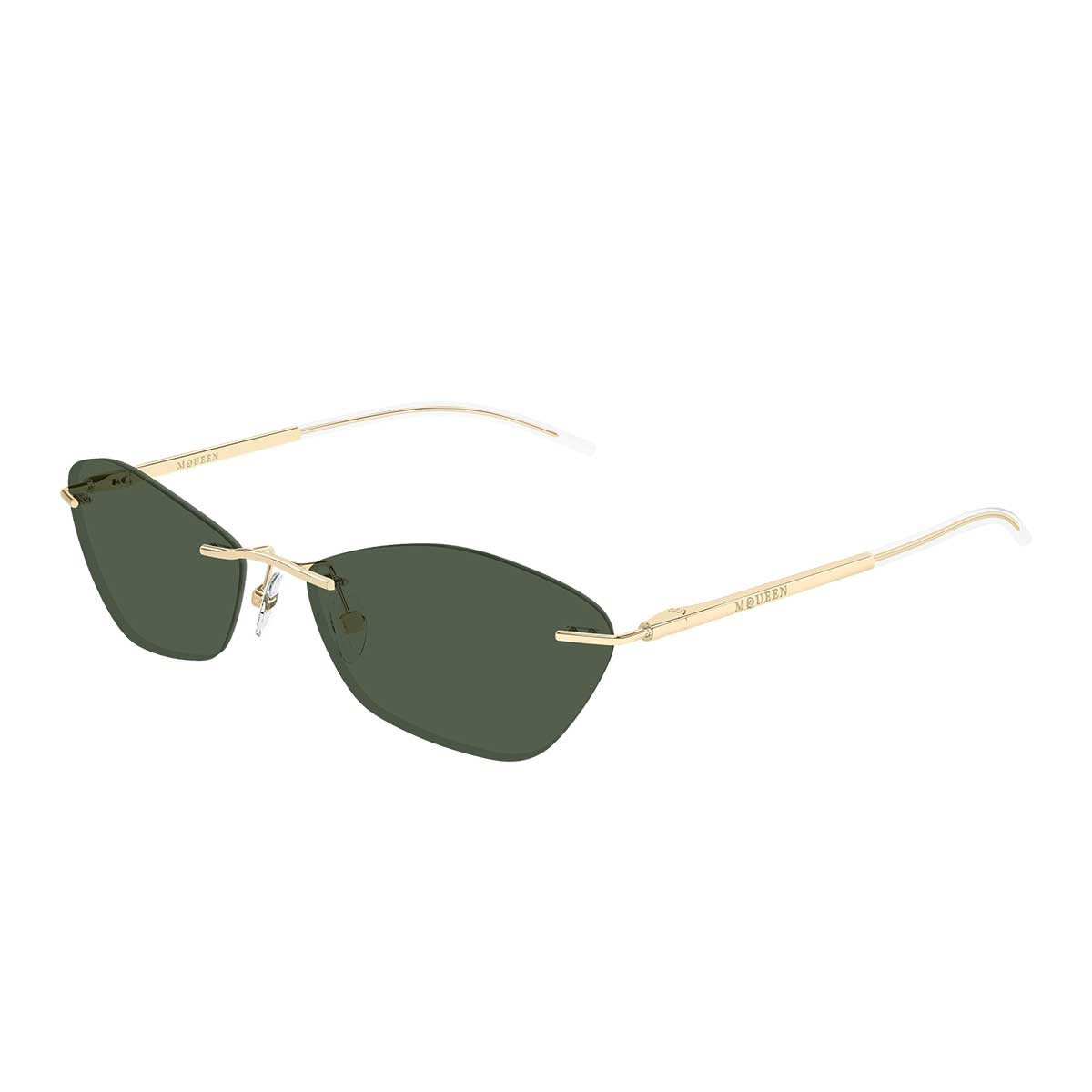 Alexander McQueen Occhiali da Sole AM0525S 003 Oro/Verde Unisex 2
