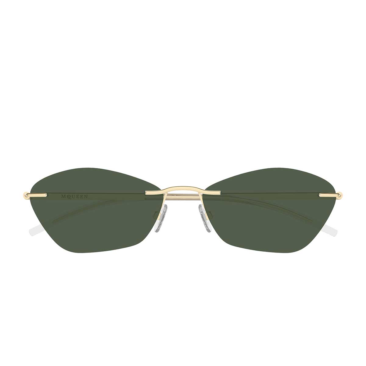 Alexander McQueen Occhiali da Sole AM0525S 003 Oro/Verde Unisex