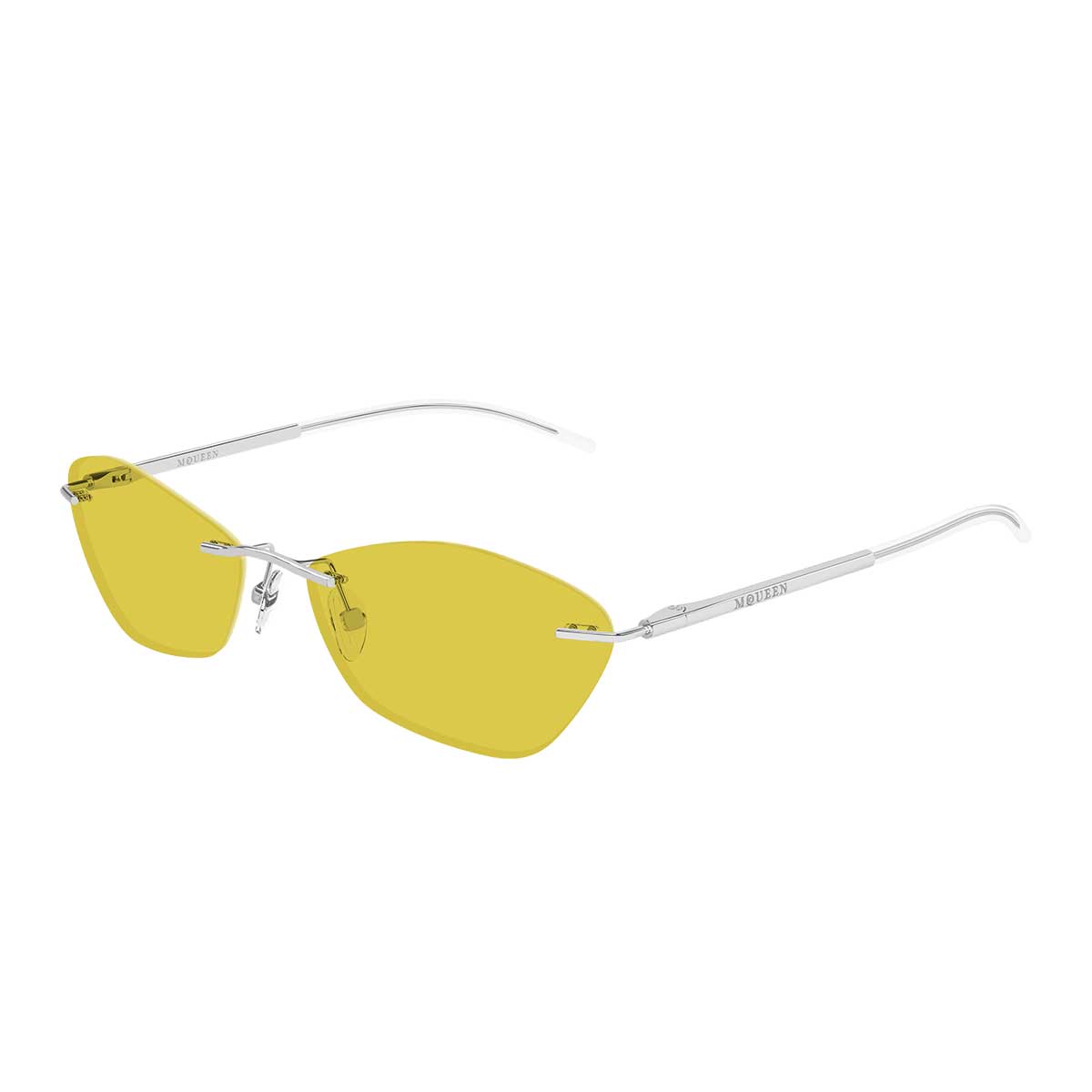 Alexander McQueen Occhiali da Sole AM0525S 005 Argento/Giallo Unisex 2
