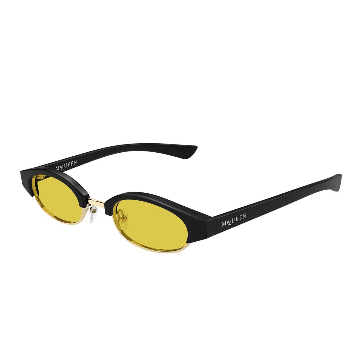 Alexander McQueen Occhiali da Sole AM0534S 003 Nero/Giallo Unisex 2
