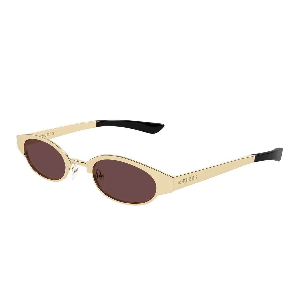 Alexander McQueen Occhiali da Sole AM0545S 002 Oro/Marrone Unisex 2