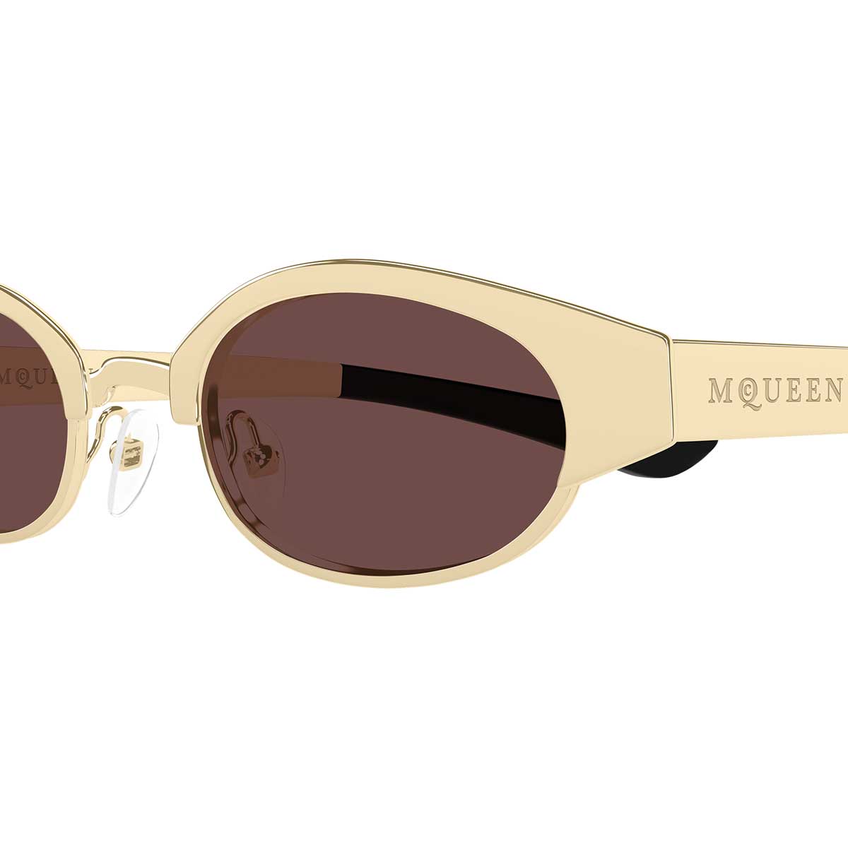 Alexander McQueen Occhiali da Sole AM0545S 002 Oro/Marrone Unisex 3