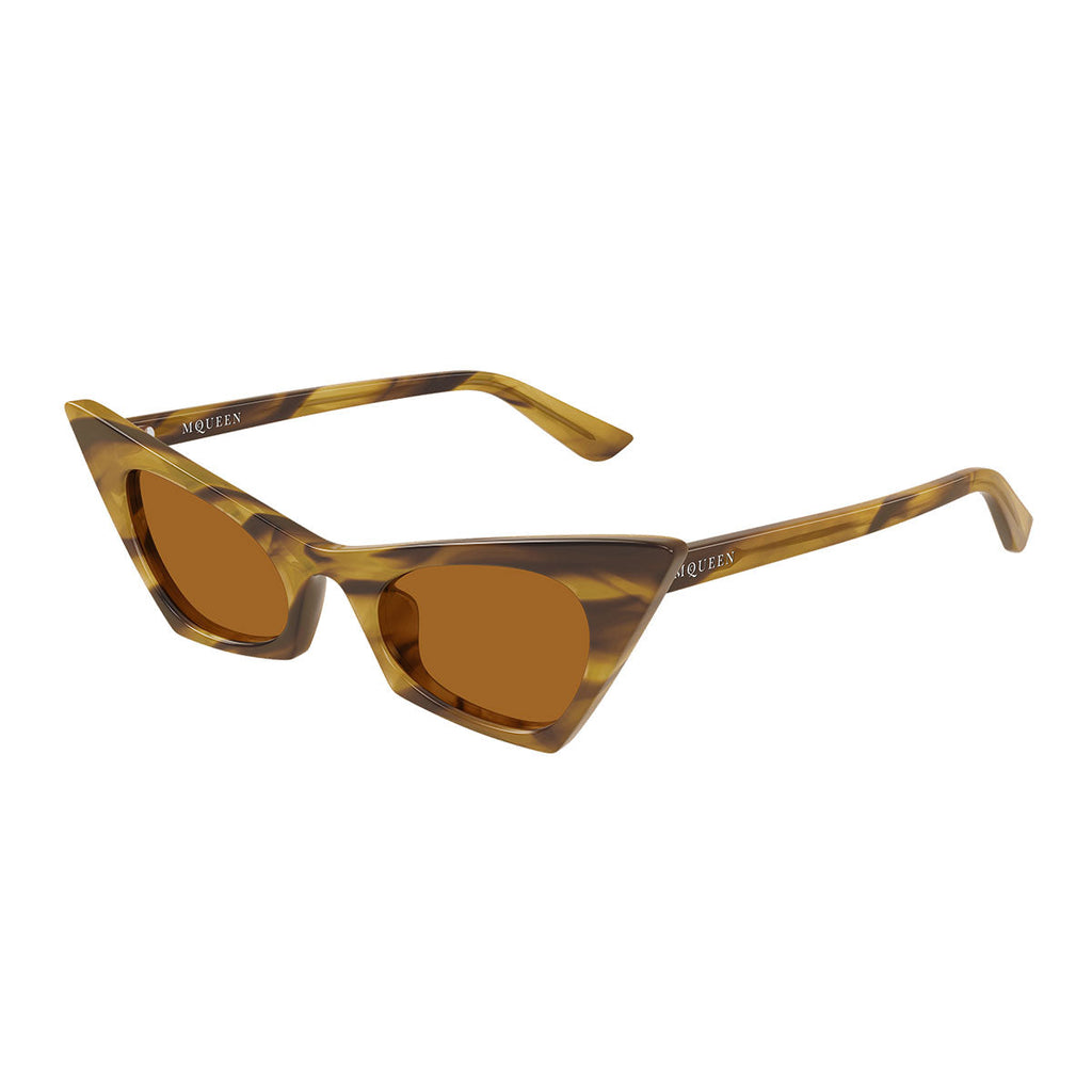 Alexander McQueen Occhiali da Sole AM0557S 003 Marrone Chiaro/Marrone Donna