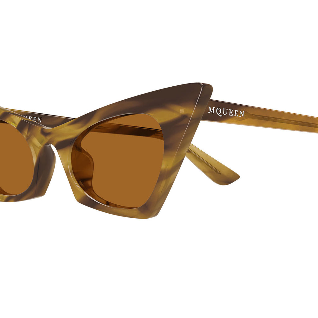 Alexander McQueen Occhiali da Sole AM0557S 003 Marrone Chiaro/Marrone Donna