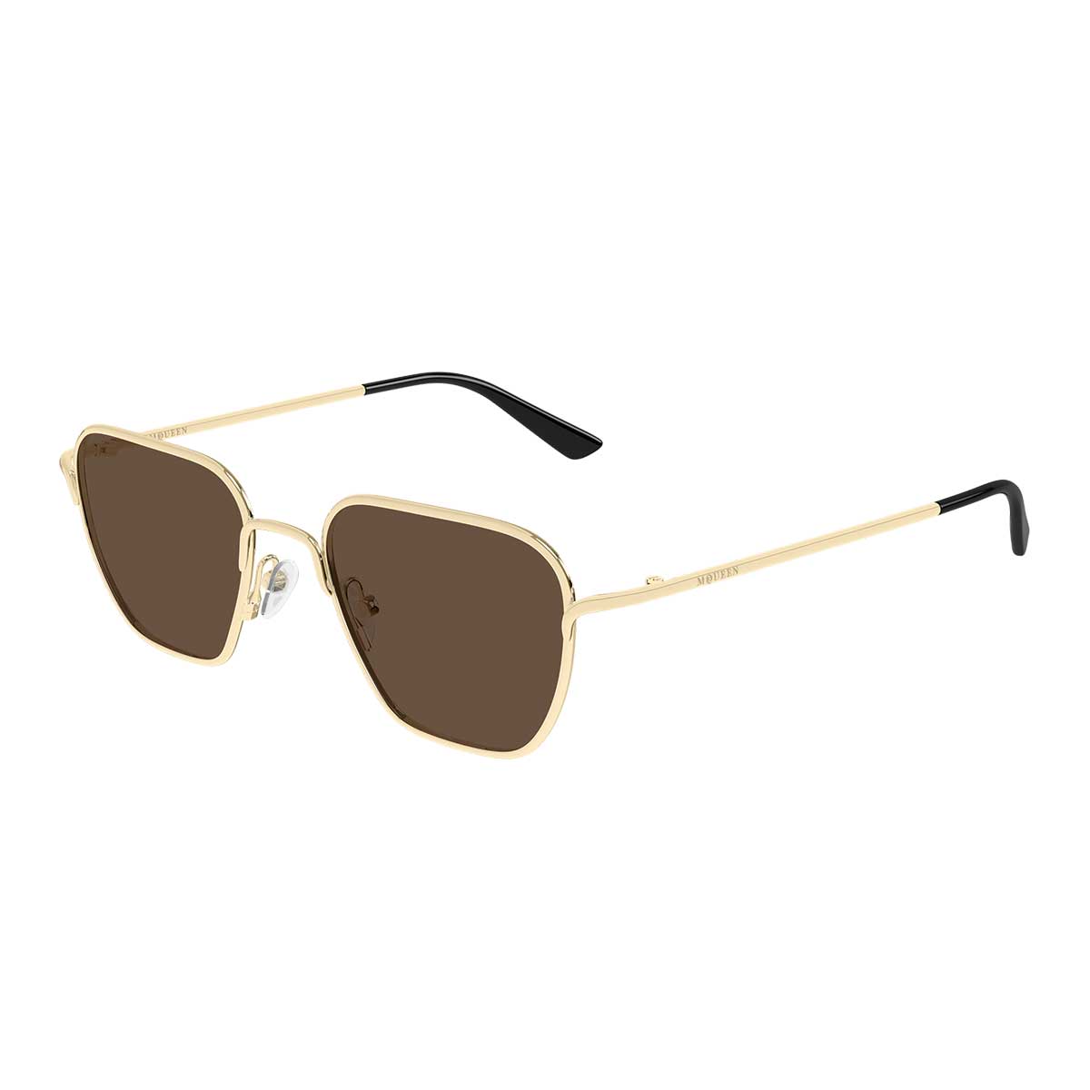 Alexander McQueen Occhiali da Sole AM0561S 002 Oro/Marrone Unisex 2