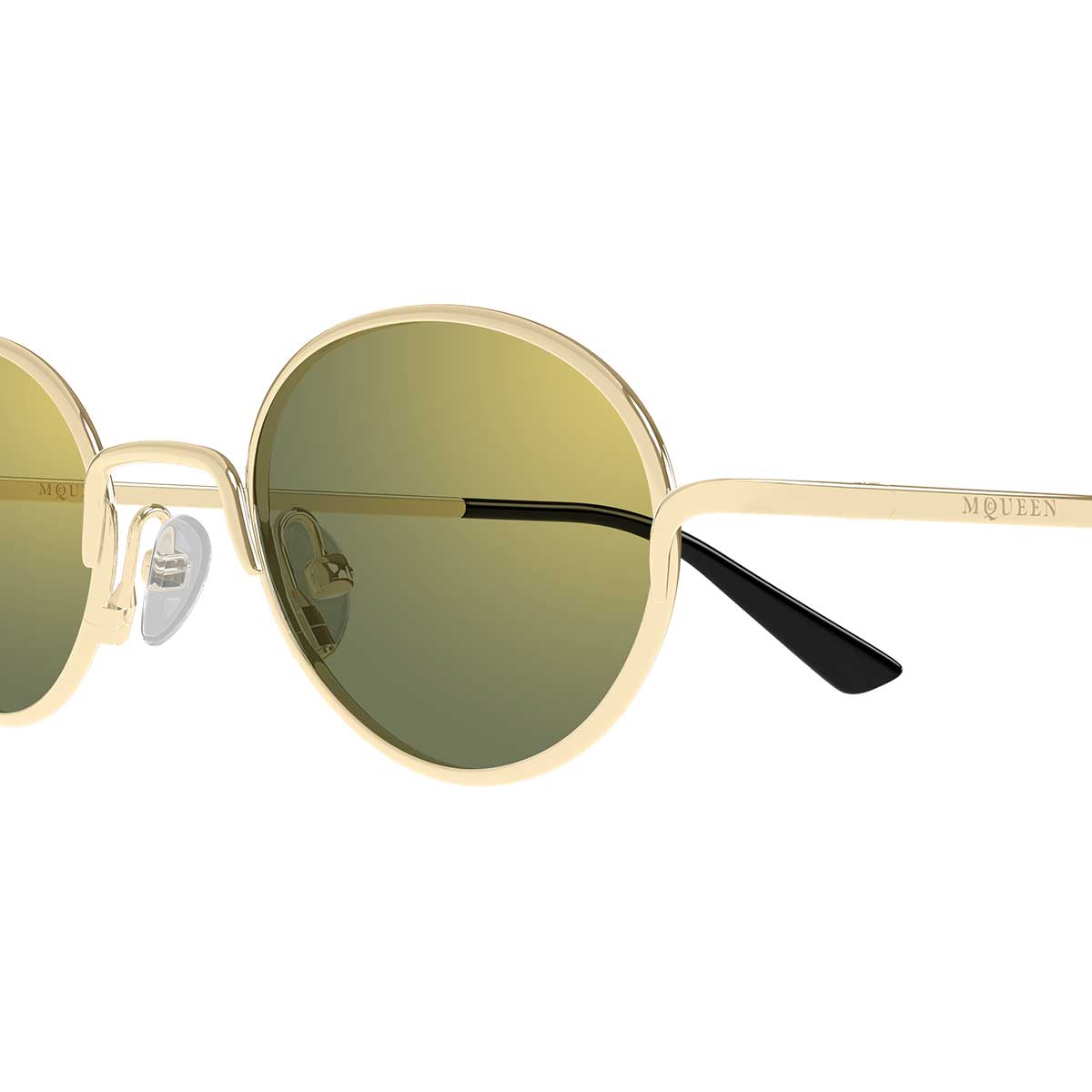 Alexander McQueen Occhiali da Sole AM0562S 003 Oro/Verde Unisex 3