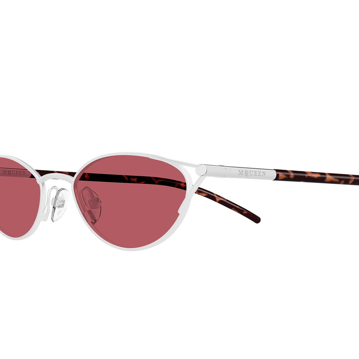 Alexander McQueen Occhiali da Sole AM0563S 003 ArgentoMarrone/Rosso Donna 3