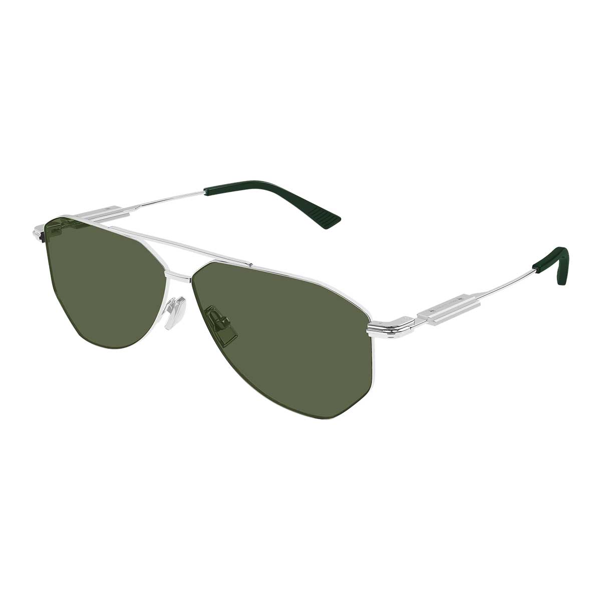 Bottega Veneta Occhiali da Sole BV1508S 004 Argento/Verde Unisex 2