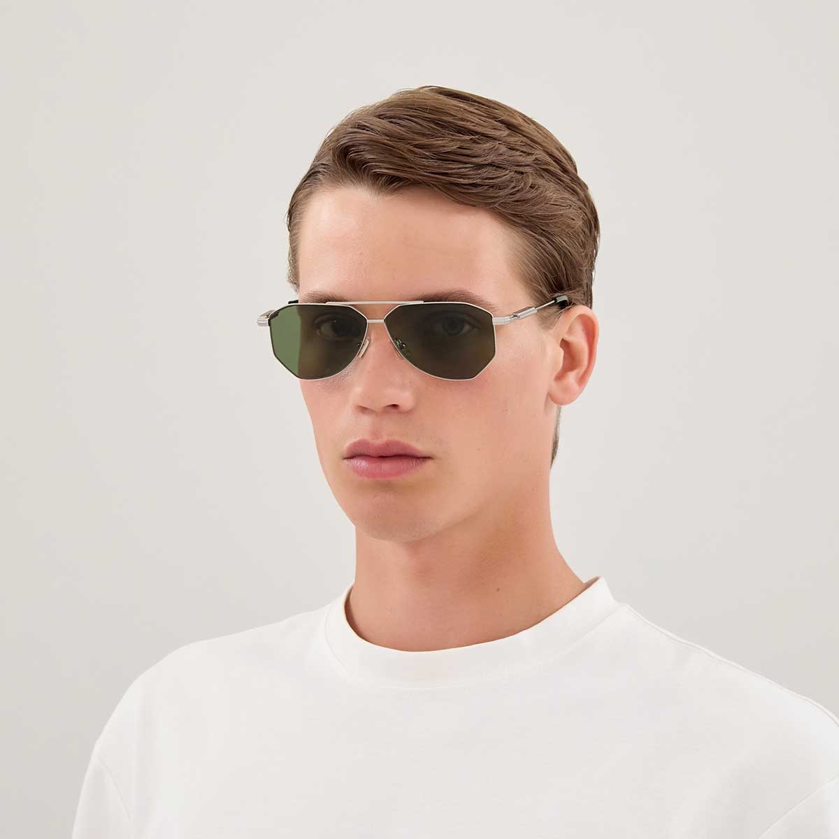 Bottega Veneta Occhiali da Sole BV1508S 004 Argento/Verde Unisex 3