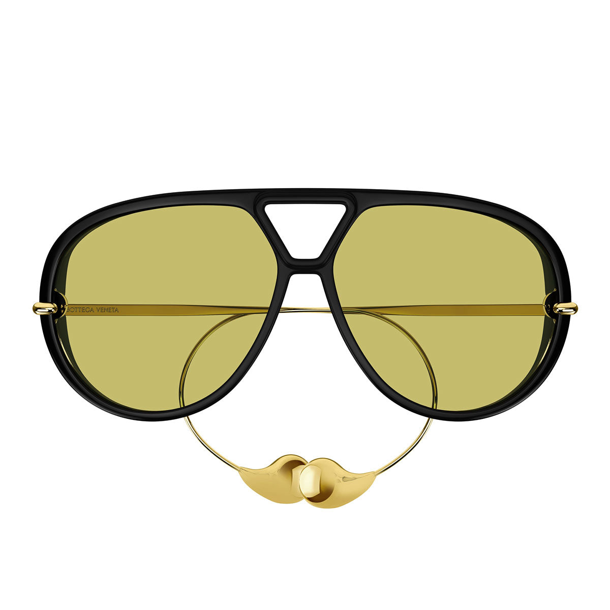 Bottega Veneta Occhiali da Sole BV1273S 003 Drop Aviator Nero/Giallo Unisex
