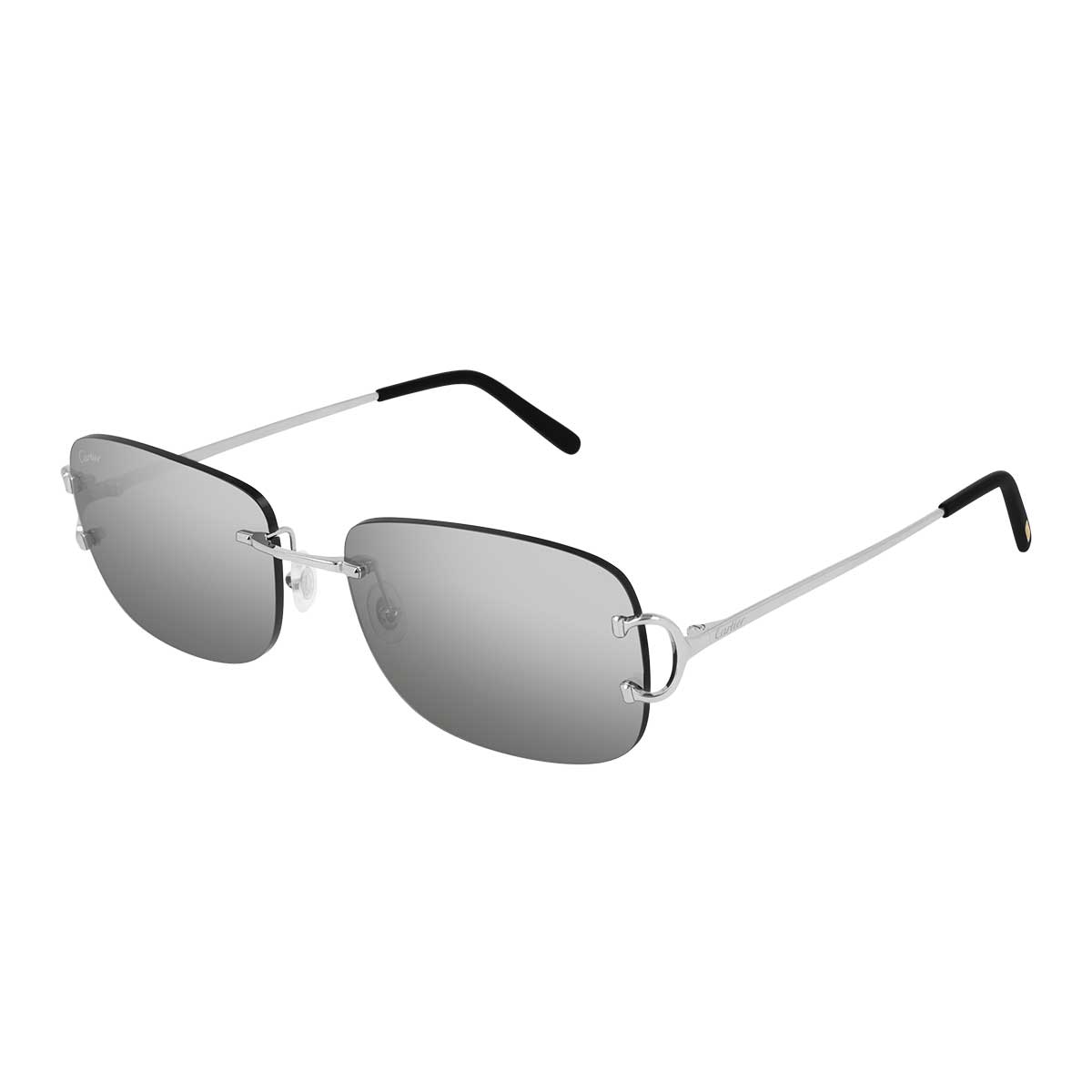 Cartier Occhiali da Sole CT0011RS 001 Argento/Grigio Uomo