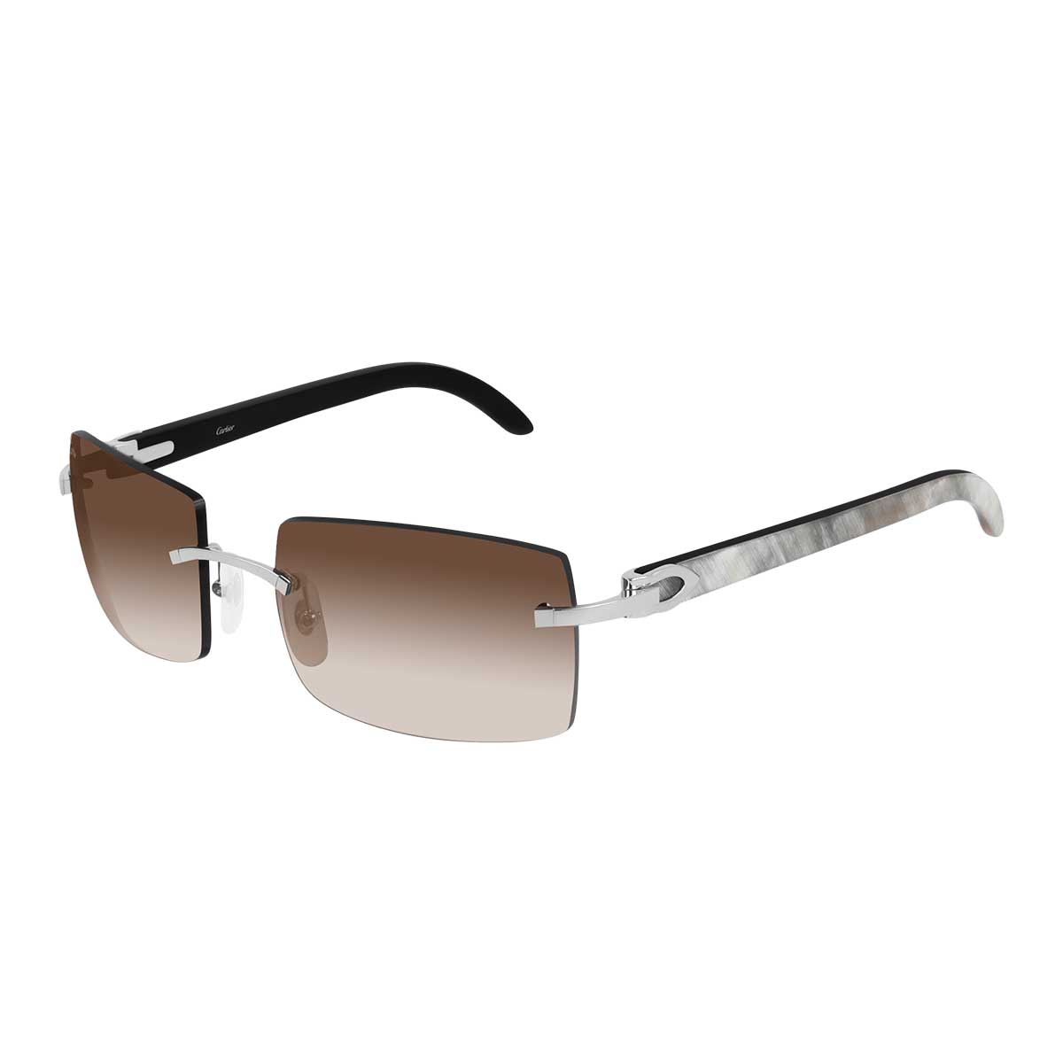 Cartier Occhiali da Sole CT0019RS 001 ArgentoBianco/Marrone Uomo