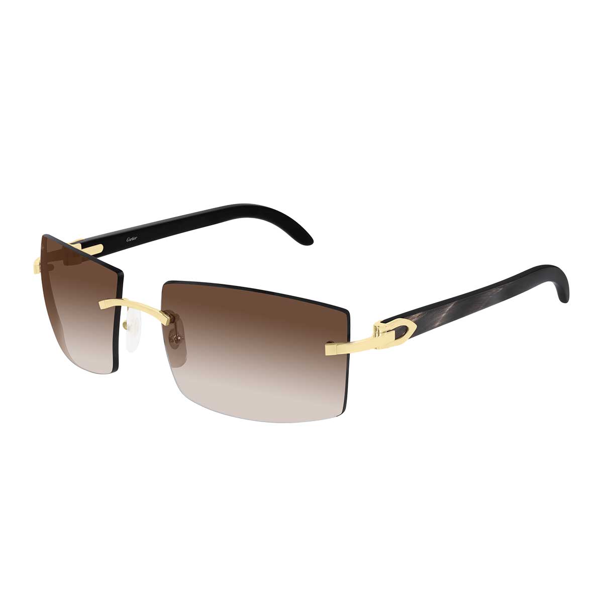 Cartier Occhiali da Sole CT0021RS 001 OroNero/Marrone Uomo
