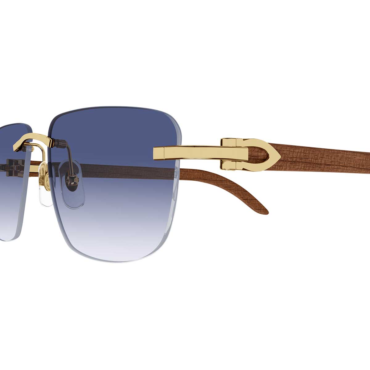 Cartier Occhiali da Sole CT0040RS 001 OroMarrone/Blu Uomo