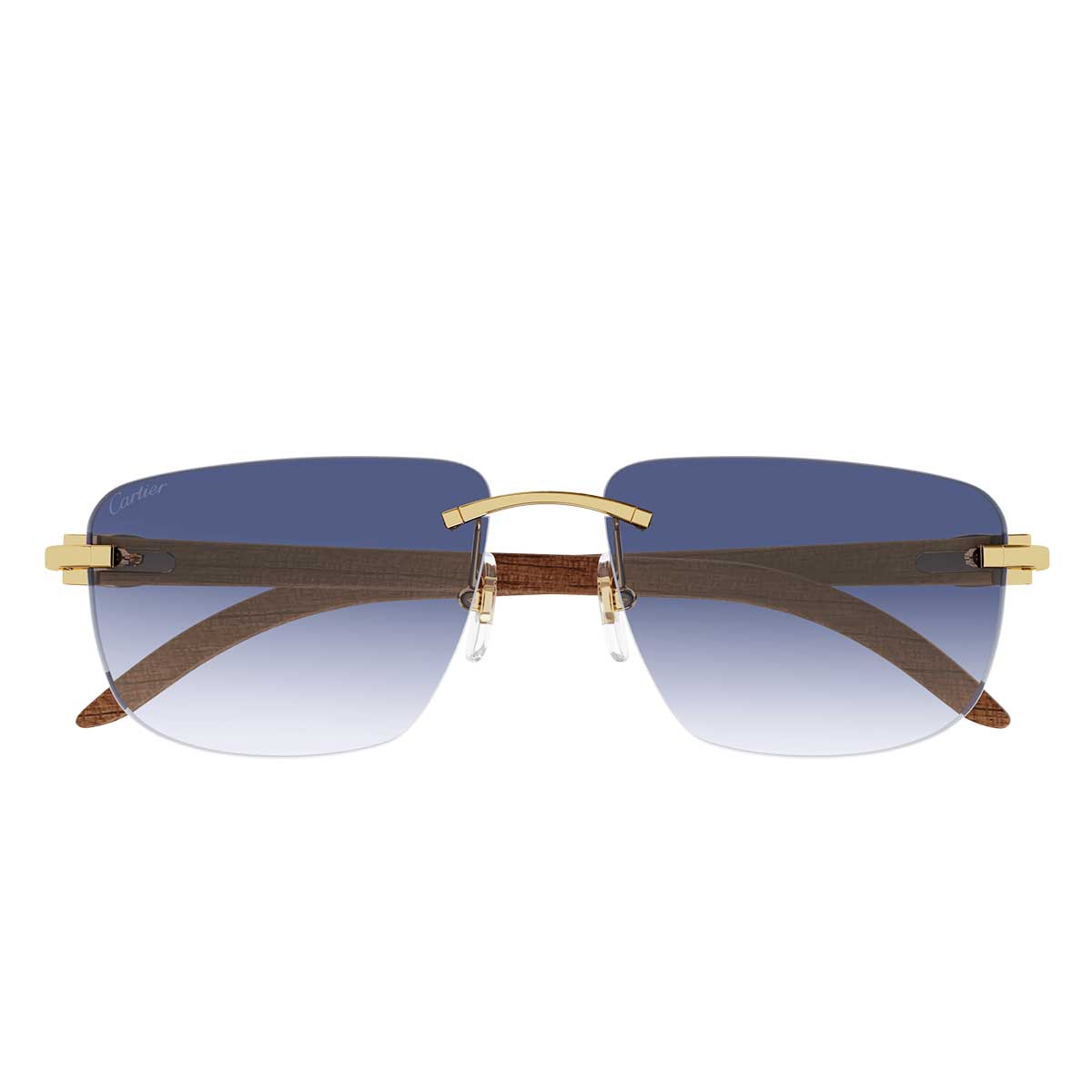 Cartier Occhiali da Sole CT0040RS 001 OroMarrone/Blu Uomo