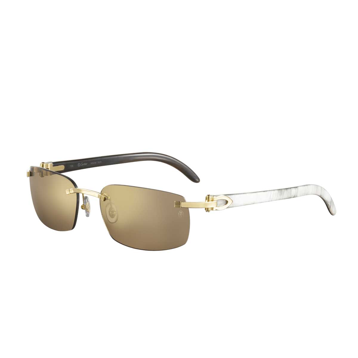 Cartier Occhiali da Sole CT0046S 004 OroBianco/Marrone Unisex