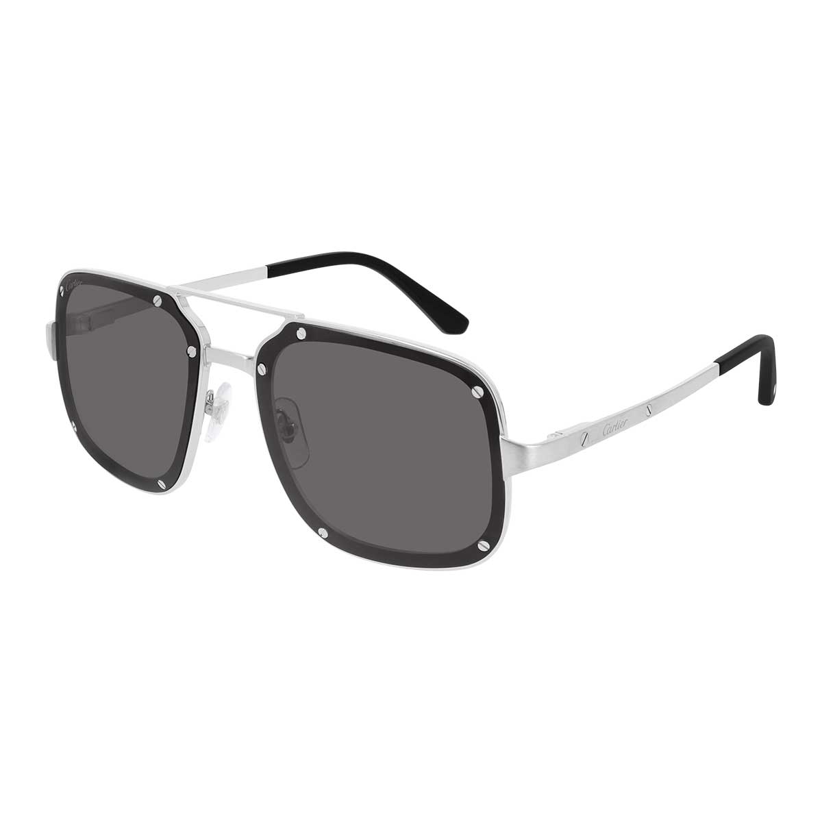 Cartier Occhiali da Sole CT0194S 001 Argento/Grigio Uomo