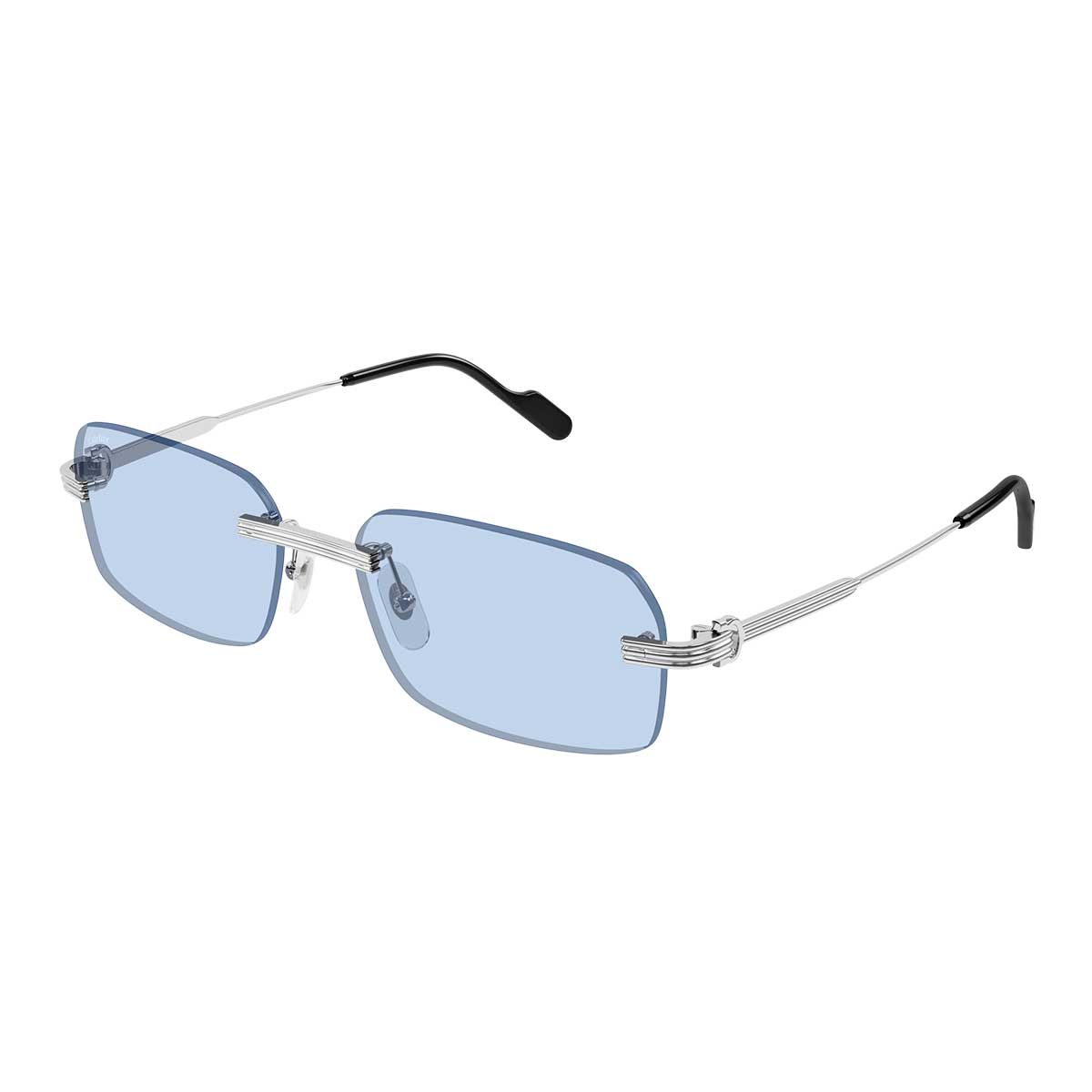 Cartier Occhiali da Sole CT0271S 011 Argento/Azzurro Uomo