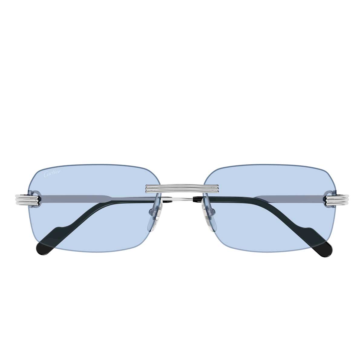 Cartier Occhiali da Sole CT0271S 011 Argento/Azzurro Uomo