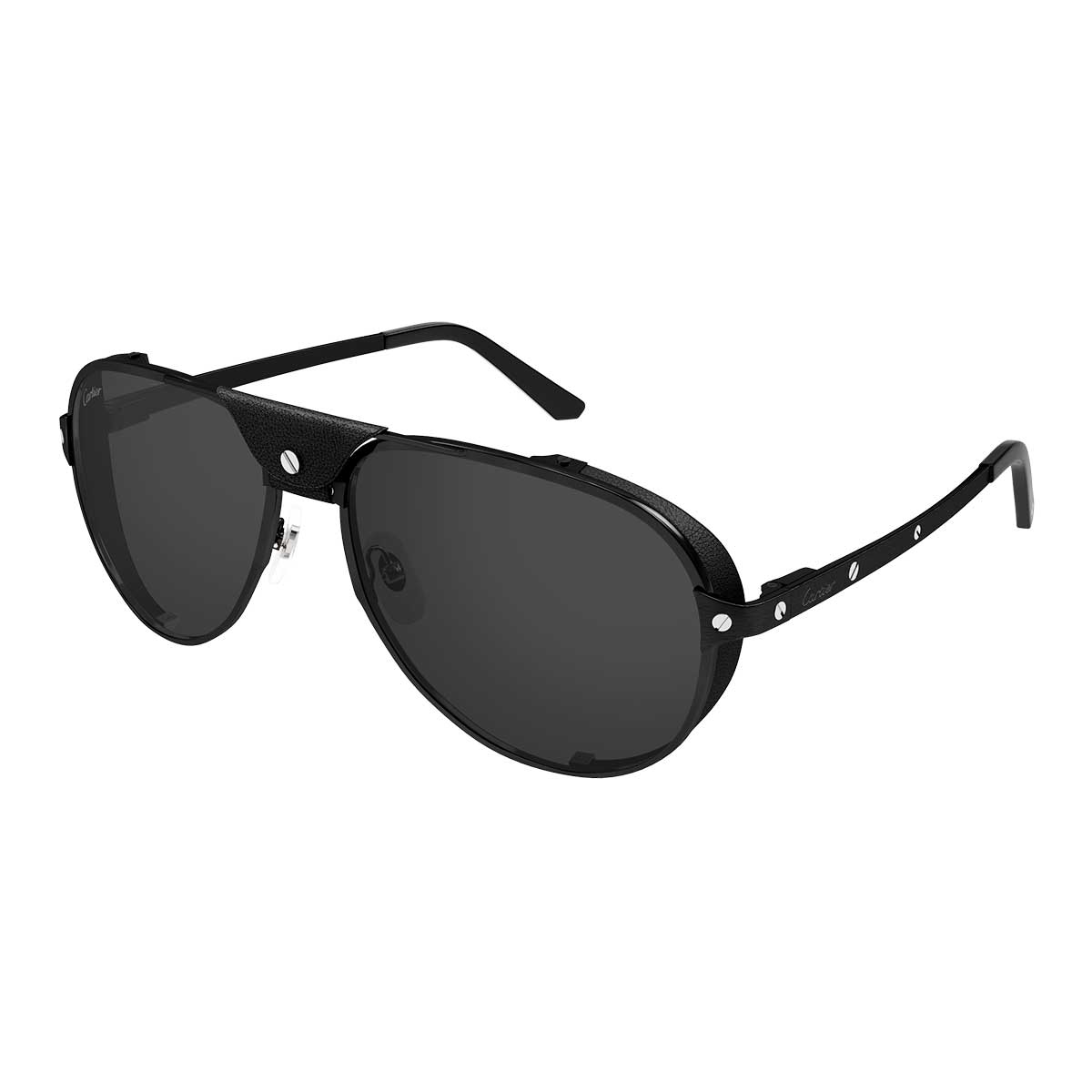 Cartier Occhiali da Sole CT0296S 003 Nero/Grigio Fumo Uomo Polarizzati