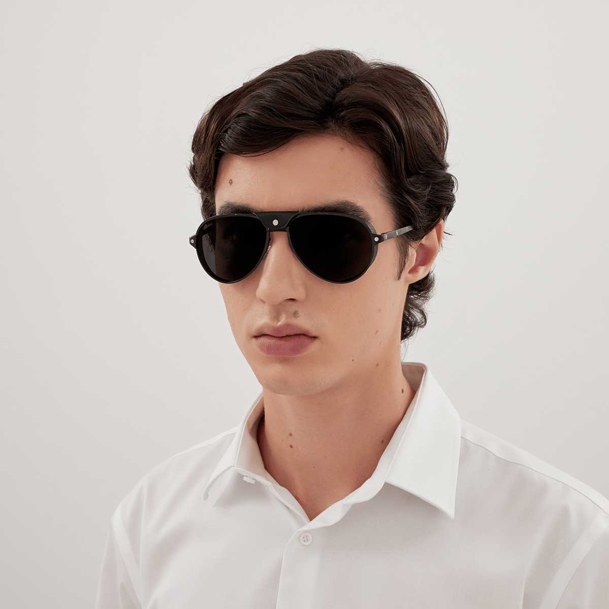 Cartier Occhiali da Sole CT0296S 003 Nero/Grigio Fumo Uomo Polarizzati