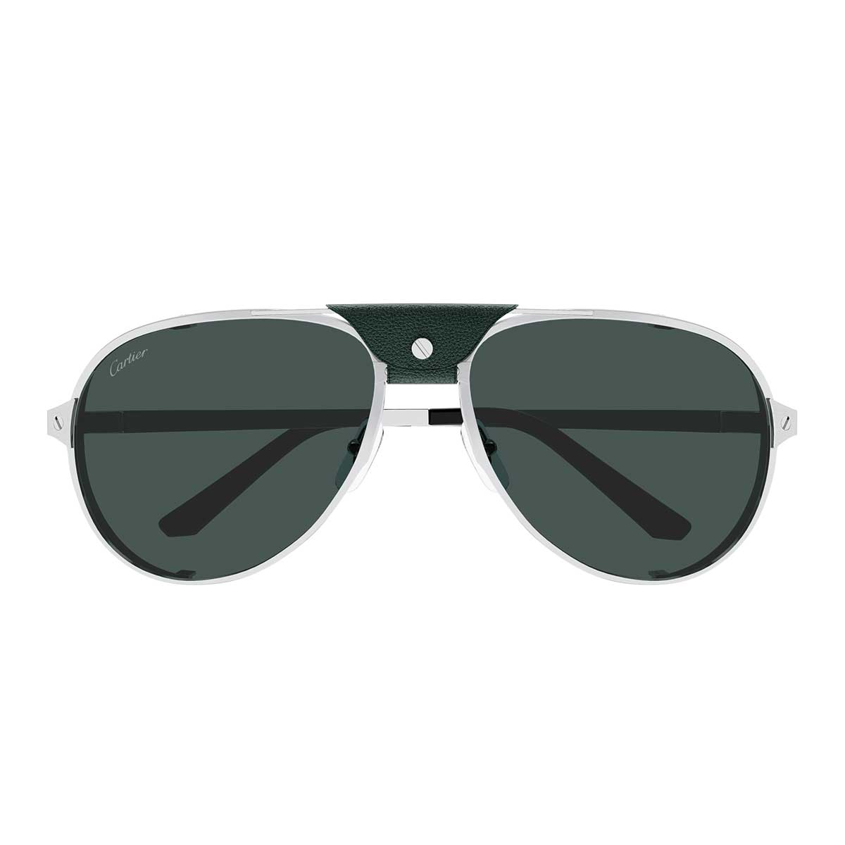 Cartier Occhiali da Sole CT0296S 004 Argento/Verde Uomo Polarizzati