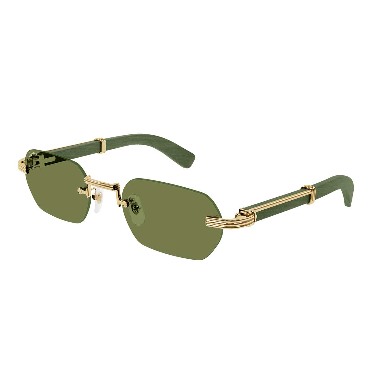 Cartier Occhiali da Sole CT0362S 006 OroVerde/Verde Uomo 2