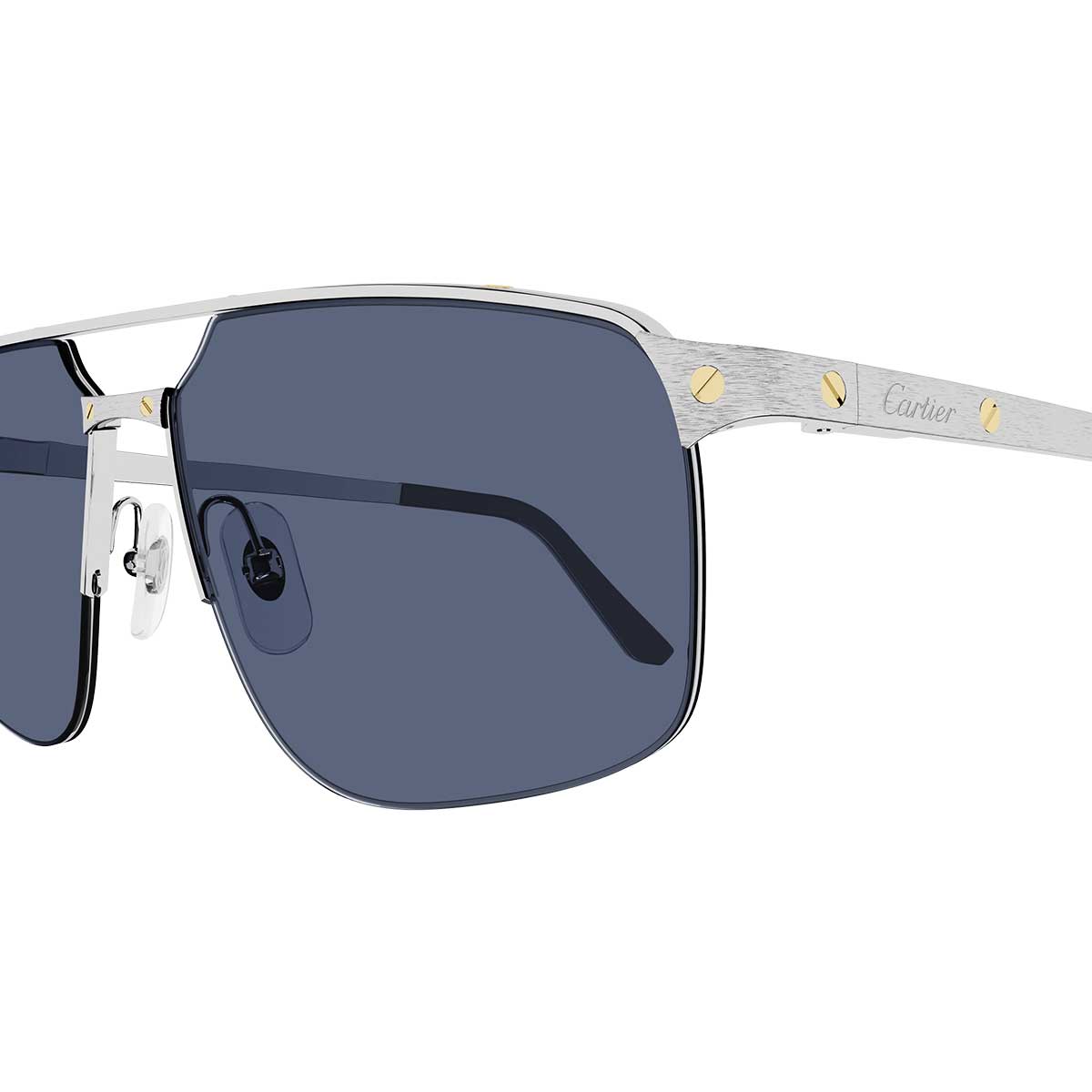 Cartier Occhiali da Sole CT0385S 004 Argento/Blu Uomo