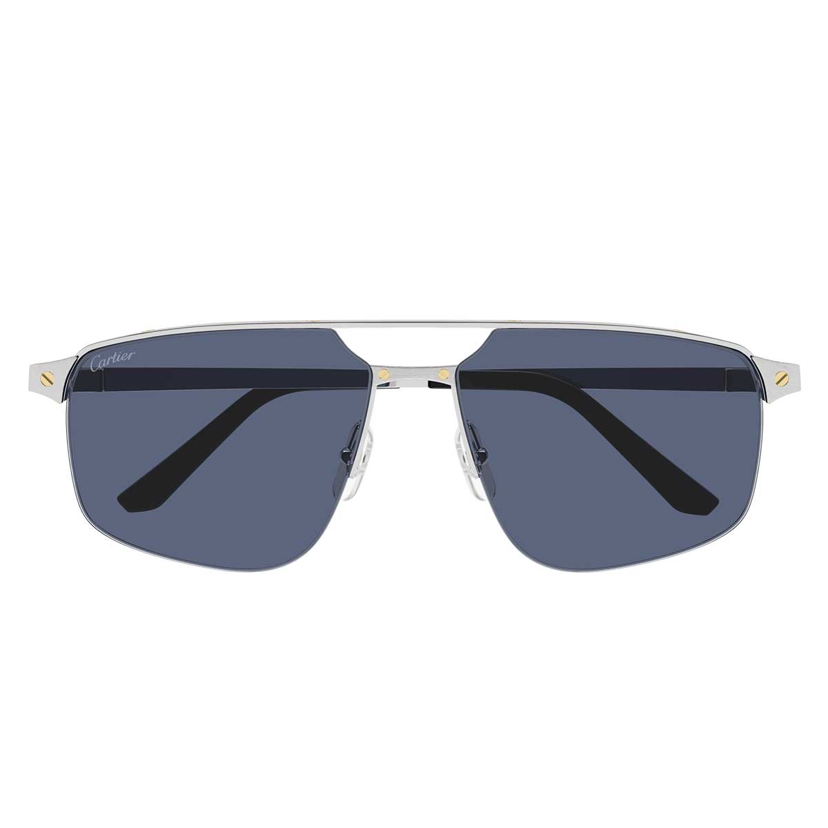 Cartier Occhiali da Sole CT0385S 004 Argento/Blu Uomo