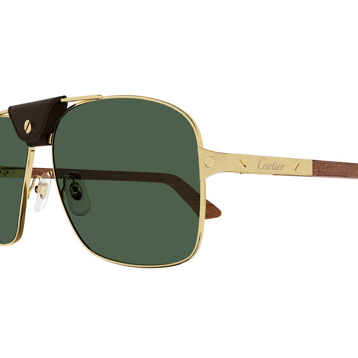Cartier Occhiali da Sole CT0389S 002 OroMarrone/Verde Uomo Polarizzati 3