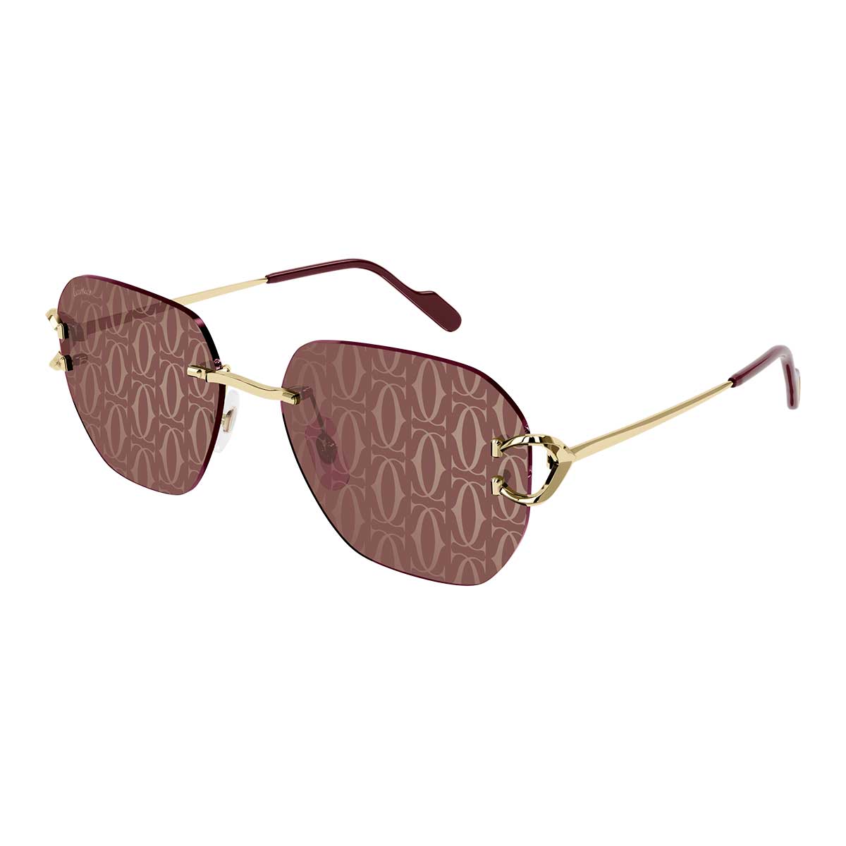 Cartier Occhiali da Sole CT0394S 003 Oro/Rosso Unisex 2