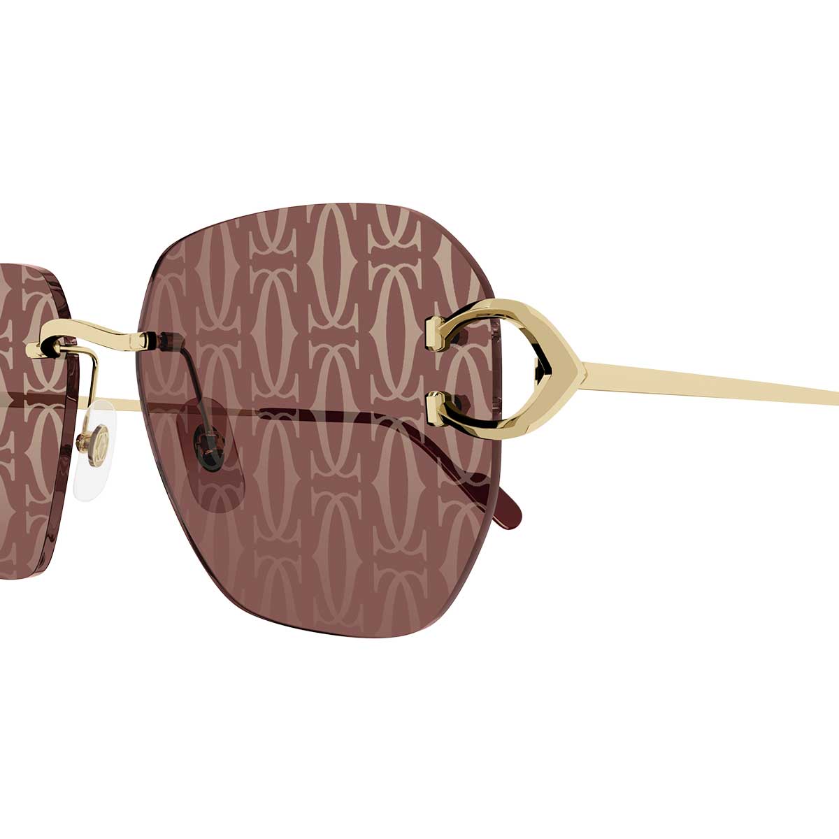 Cartier Occhiali da Sole CT0394S 003 Oro/Rosso Unisex 3