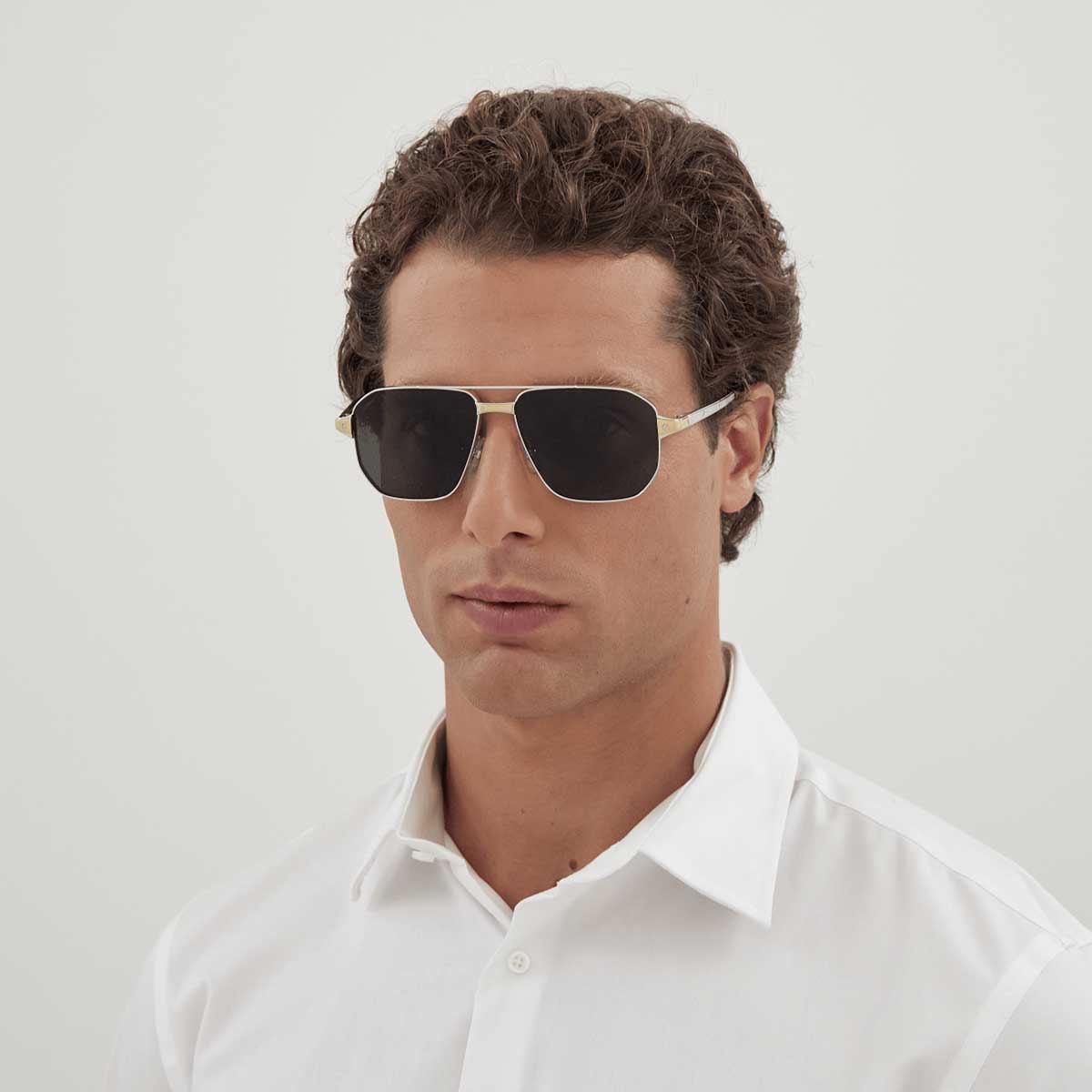 Cartier Occhiali da Sole CT0424S 001 Argento/Grigio Fumo Uomo Polarizzati