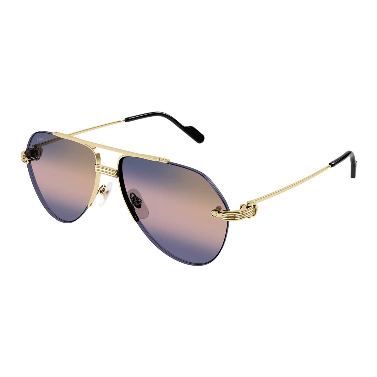 Cartier Occhiali da Sole CT0427S 008 Oro/Blu Uomo 2