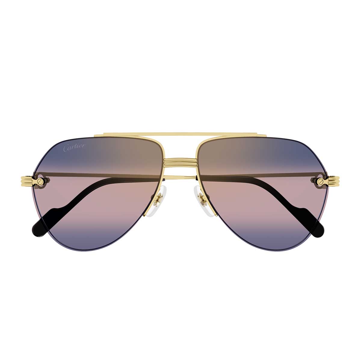 Cartier Occhiali da Sole CT0427S 008 Oro/Blu Uomo