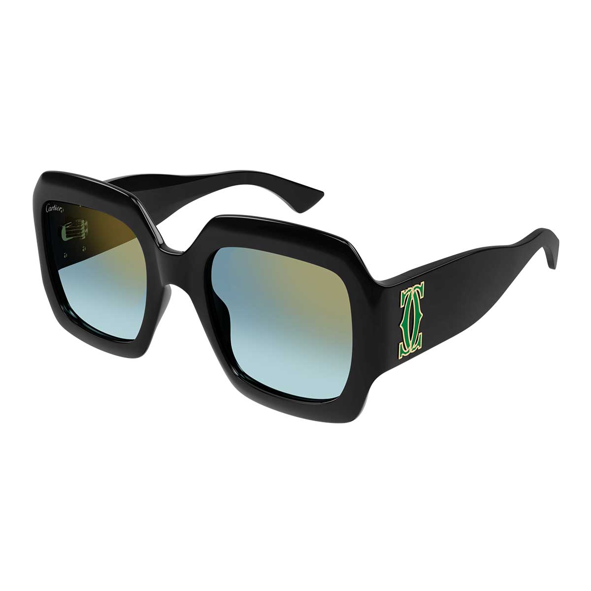 Cartier Occhiali da Sole CT0434S 003 Nero/Verde Donna 2