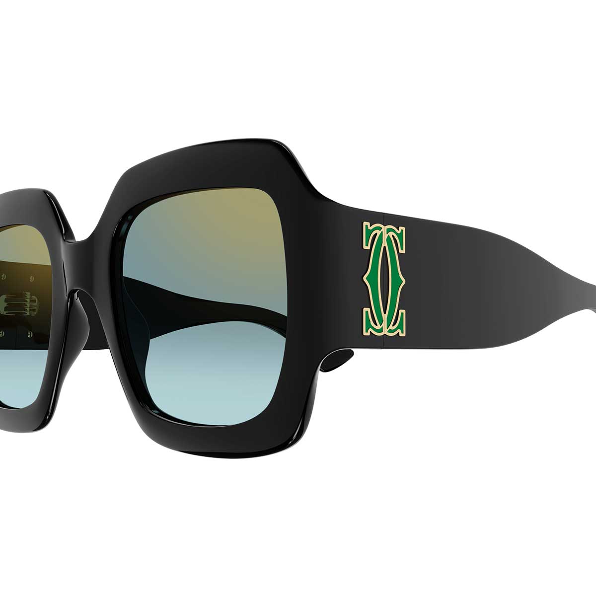Cartier Occhiali da Sole CT0434S 003 Nero/Verde Donna 3