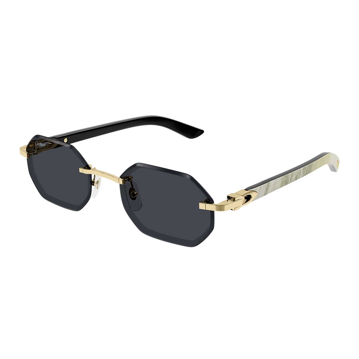 Cartier Occhiali da Sole CT0439S 002 OroBianco/Grigio Uomo 2