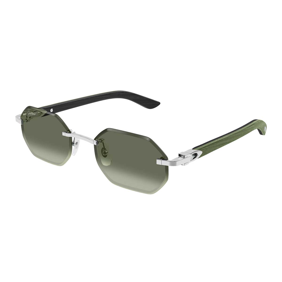 Cartier Occhiali da Sole CT0439S 008 ArgentoVerde/Verde Uomo 2