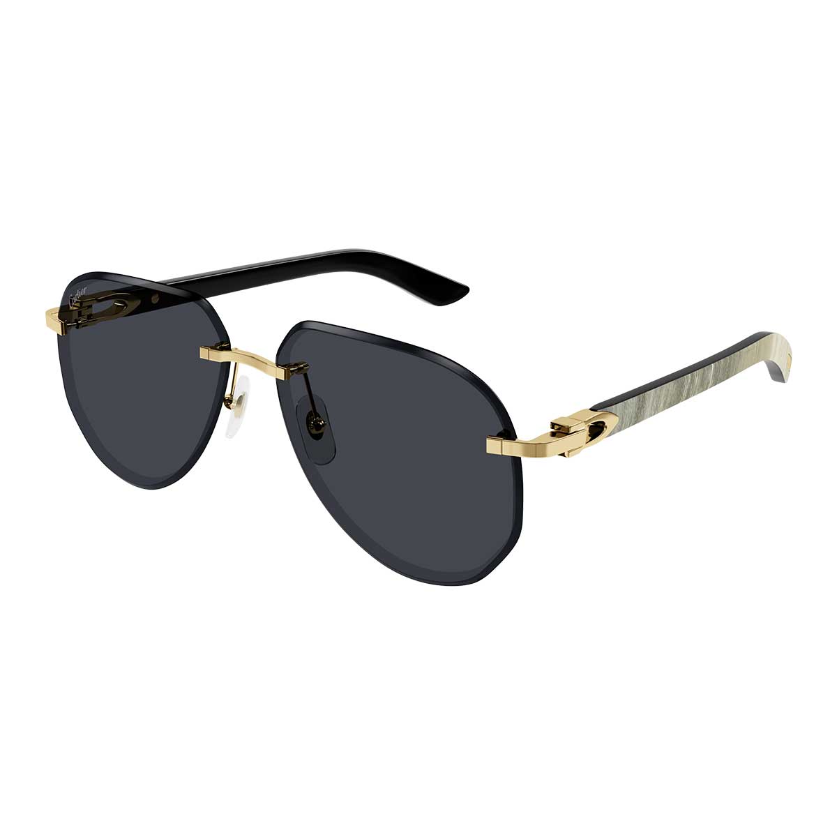 Cartier Occhiali da Sole CT0440S 002 OroBianco/Grigio Uomo 2
