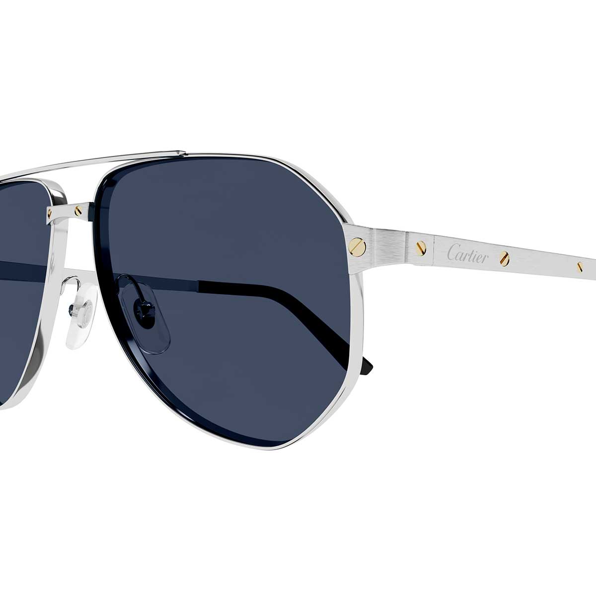 Cartier Occhiali da Sole CT0461S 002 Argento/Blu Uomo Polarizzati 3