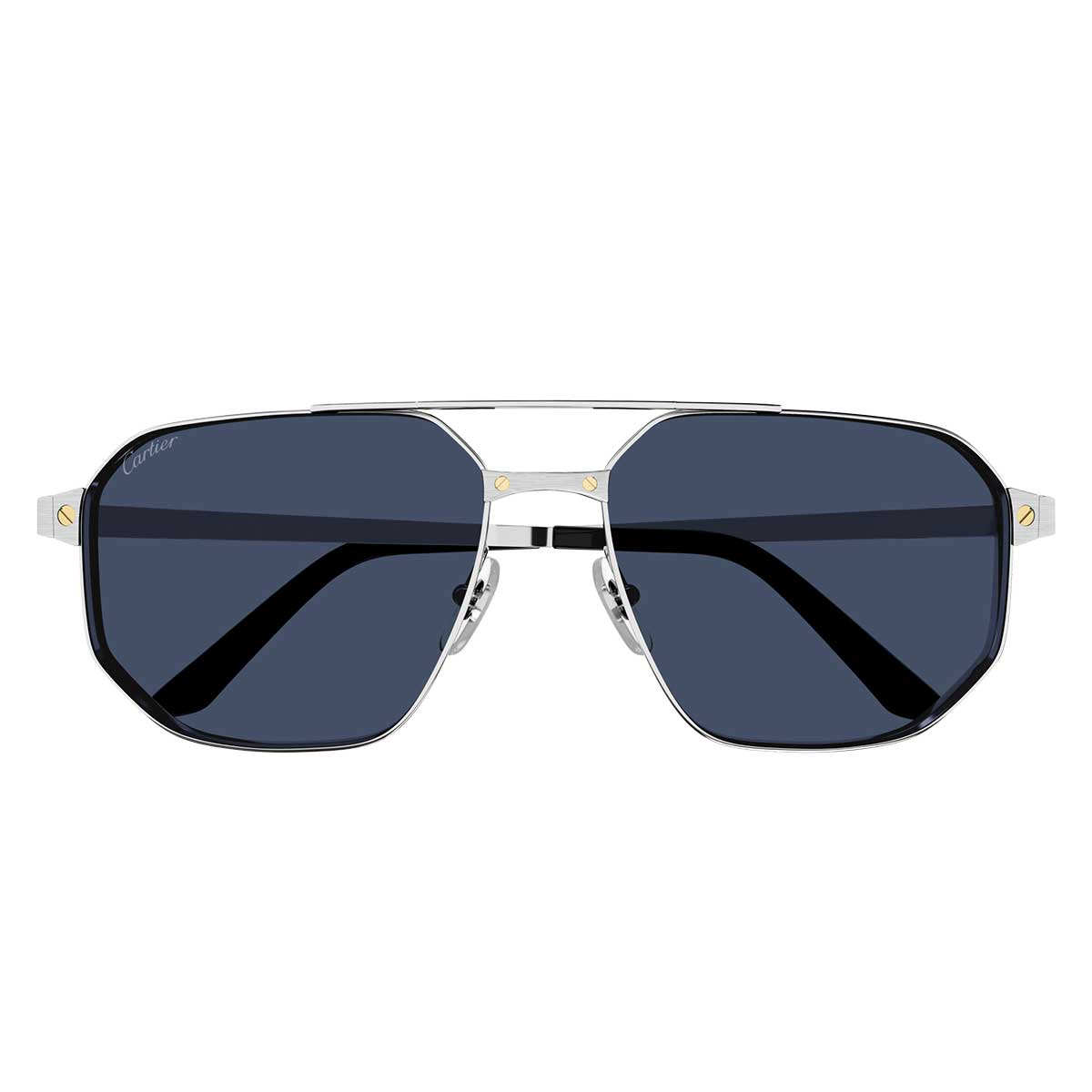 Cartier Occhiali da Sole CT0462S 002 Argento/Blu Uomo Polarizzati