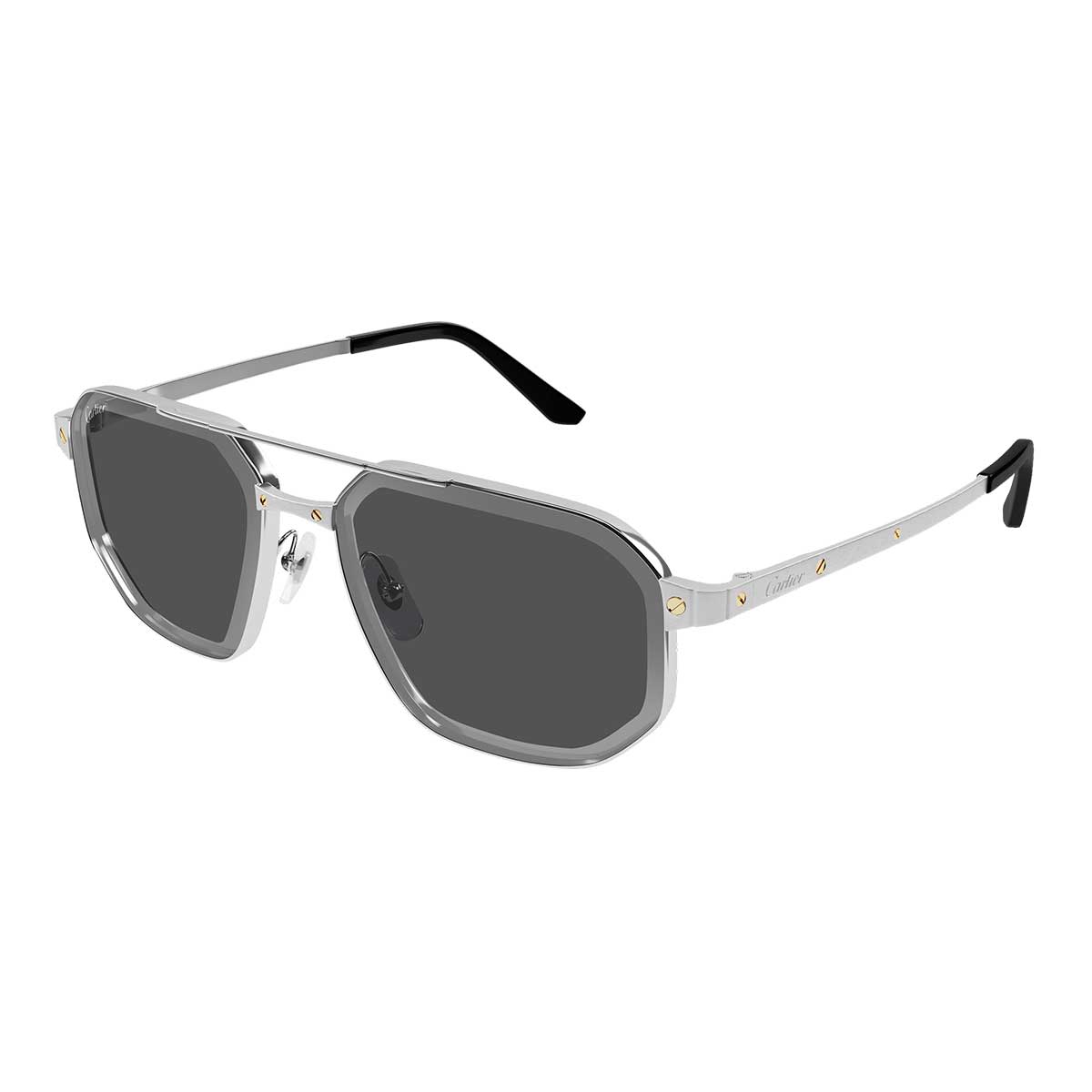 Cartier Occhiali da Sole CT0462S 006 Argento/Grigio Uomo 2