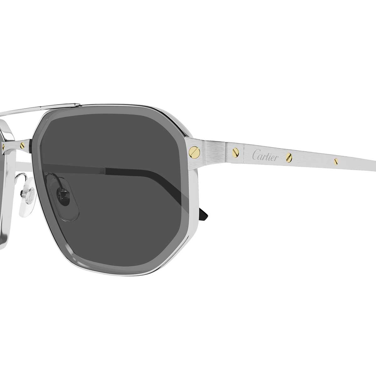 Cartier Occhiali da Sole CT0462S 006 Argento/Grigio Uomo 3